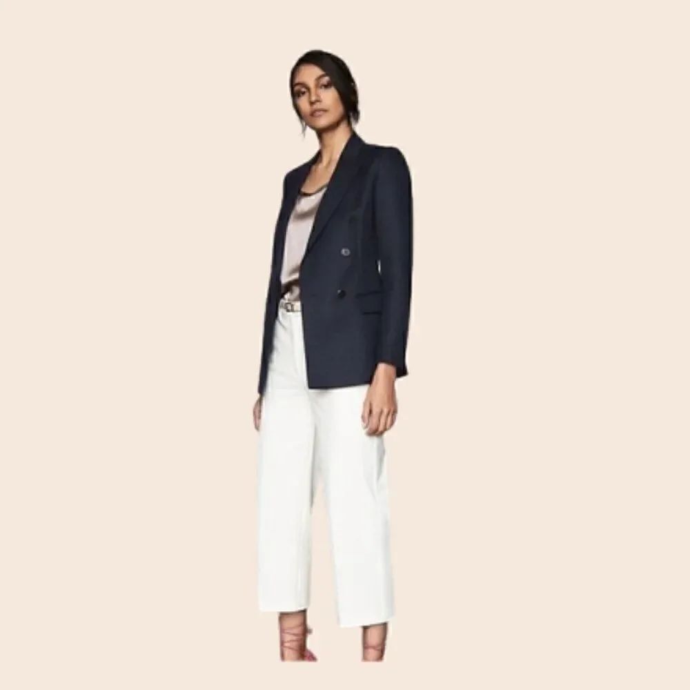 Theonne Navy Double Breasted Blazer Size Small